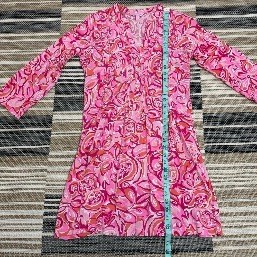 Lilly Pulitzer Sarasota Pintucked Tunic Dress Mini Mango Salsa Size XS Women - Picture 13 of 16